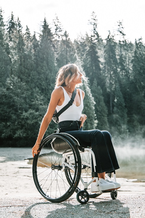 woman in wheelchair in scenic location