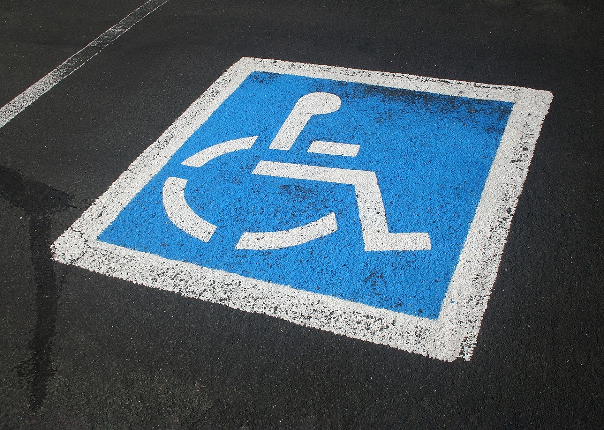 handicap parking symbol on ground