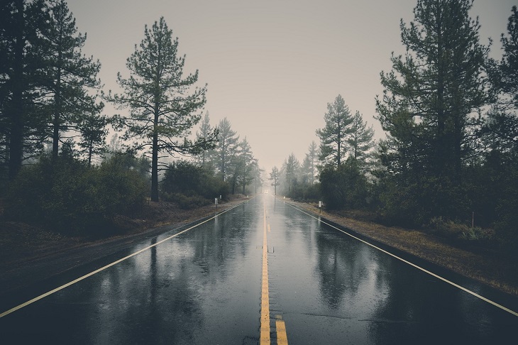 rainy slick road