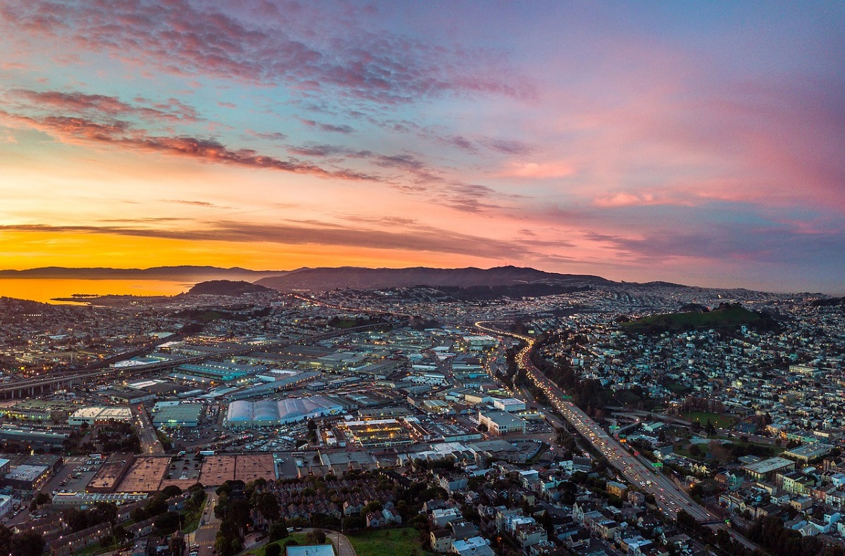 sunrise over california city