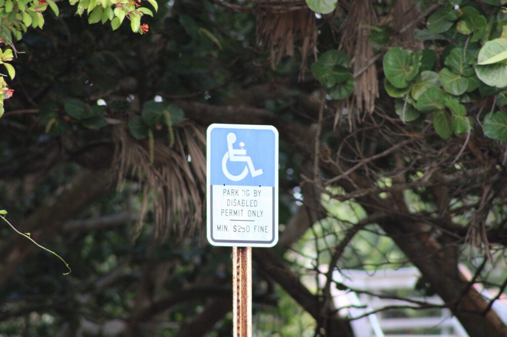 disabled parking sign with fines